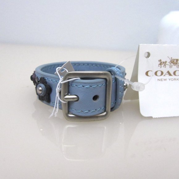 Coach NWT Blue Floral Applique Leather Bracelet 59081 - Picture 7 of 9